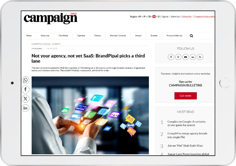 News article snapshot featuring BrandPipal