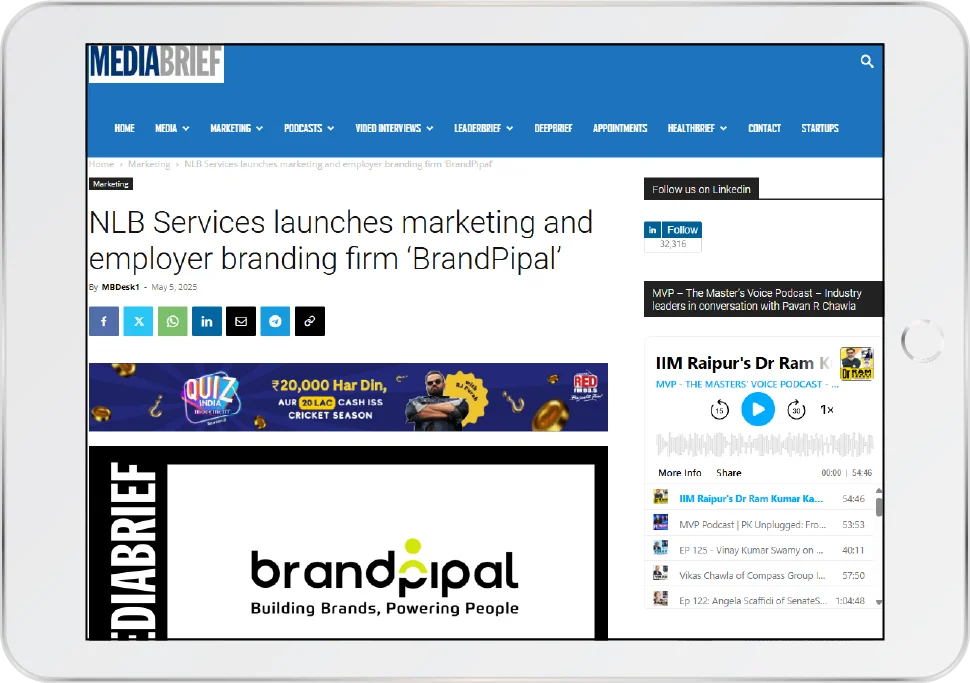 News article snapshot featuring BrandPipal