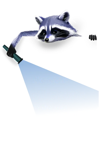 Mobile Front view of BrandPipal's raccoon mascot